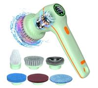 Electric Spin Scrubber, Cordless Cleaning Brush with LED Display, 6 Replaceable Brush, Handheld Power Shower Scrubber for Cleaning Floors, Windows, Bathtubs, Sink, Buffer Pad for Car, Tile Polishing