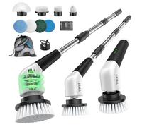 Electric Spin Scrubber,Cordless Electric Cleaning Brush,Shower Scrubber 2 Speeds,8 Brush Heads,IPX7 Waterproof,Adjustable Long Handle for Bathroom, Tub,Tile,and Car