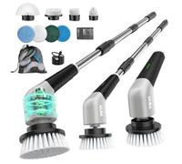 Electric Spin Scrubber,Cordless Electric Cleaning Brush,Shower Scrubber 2 Speeds,8 Brush Heads,IPX7 Waterproof,Adjustable Long Handle for Bathroom, Tub,Tile,and Car