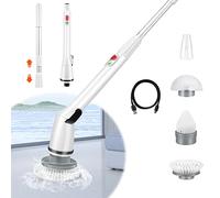 Electric Spin Scrubber, Cordless Electric Cleaning Brush with Adjustable Extension Arm & 3 Cleaning Brush Heads, Power Scrubber for Bathroom, Kitchen,Tiles, Floors, and Bathtubs