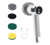 Electric Spin Scrubber, Cordless Electric Cleaning Scrubber with LED Display and 4 Replaceable Heads, 2 Adjustable Speeds, Handheld Cleaning Brush for Bathtub, Floor, Tile, Window, Kitchen