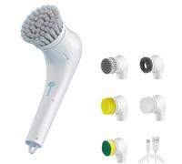 Electric Spin Scrubber, Cordless Handheld Cleaning Brush with 5 Replaceable Brush Heads, Rechargeable Power Scrubber for Tile, Window, Kitchen Sink, Pot,Shoes