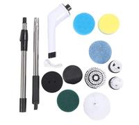Electric Spin Scrubber Cordless Long Short Dual Use Multifunctional Rotating Brush Head Handheld Scrubbing Brush Kit for Home Kitchen Bathroom ABS Material 41cm Short Pole 62cm