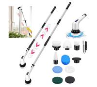 Electric Spin Scrubber Cordless Rechargeable, 2 Speeds Electric Cleaning Brush with 9 Replaceable Brush Heads and Extension Handle, Power Scrubber for Bathroom/Kitchen/Car/Tub and Floor Tile
