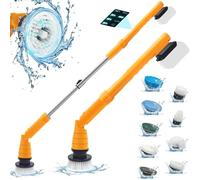Electric Spin Scrubber for Dewalt 18V Battery, 1000 RPM Cordless Shower Scrubber with 8 Brush Heads, 3 Adjustable Handles Cleaning Brush for Bathroom Tile Floor Scrubber Cleaning (No Battery)