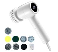 Electric Spin Scrubber - IPX6 Waterproof Cordless Electric Cleaning Brush, LED Battery Level and 2 Speed Display, 8 Replaceable Brush Heads, Scrubbing Brush for Toilet Floor Kitchen Bathroom Car Tile