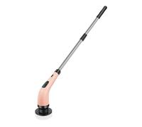 Electric Spin Scrubber, IPX7 Waterproof Bathroom Cleaning Brush, Shower Scrubber with Long Handle & 2 Speed, Cordless Electric Cleaning Brush with 7 Replaceable Brush Heads Pink (USB Charging)