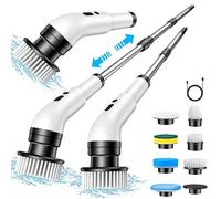 Electric Spin Scrubber, IPX7 Waterproof Electric Cleaning Brush with 7 Replaceable Brush Heads, Tub and Floor Tile 360 Power Scrubber with Adjustable Extension Handle for Bathroom Kitchen Car