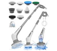 Electric Spin Scrubber, IPX8 Waterproof Cordless Electric Cleaning Brush with 9 Replaceable Brush, 360 Power Scrubber for Cleaning Bathroom Shower Tub Kitchen