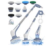 Electric Spin Scrubber, IPX8 Waterproof Cordless Electric Cleaning Brush with 9 Replaceable Brush, 360 Power Scrubber for Cleaning Bathroom Shower Tub Kitchen