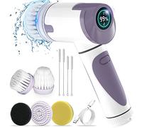 Electric Spin Scrubber with 5 Replaceable Brush Heads and 2 Adjustable Speeds,Electric Cleaning Brush for Bathroom and Kitchen Cleaning,LED Display