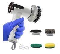 Electric Spin Scrubber with LED Display,IPX7 Waterproof Cordless Electric Cleaning Brush with 2 Adjustable Speeds&3 Replaceable Brush,Power Scrubber for Bathroom,Bedroom,Kitchen,White