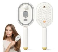 Electric Spray Air Cushion Massage Comb, Anti-Static 3-in-1 Rechargeable Detangling Mist Steam Brush, Self-Cleaning Essential Oil Hair Scalp Massager & Volumizing Diffuser for Frizzy Dry Hair (Beige)
