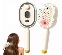 Electric Spray Air Cushion Massage Comb, Rechargeable Misting Detangling Brush with Self-Cleaning Anti-Static, Steam Hair Tool for Dry Frizzy Hair Reduce Frizz Nourishes Hairs, Portable (Beige)
