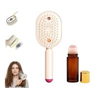 Electric Spray Air Cushion Massage Comb & Rose Quartz Roller Ball Empty Bottle Set, Electric Hair Brush with Water Spray, Self-Cleaning Anti-Tangle Spray Air Cushion Brush, Home SPA Treatment (Set B)