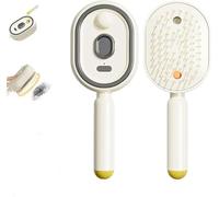 Electric Spray Air Cushion Massage Comb, Self-Cleaning Anti-Tangle Steam Hairbrush, Soft Round Teeth Scalp with Built-In Spray Function, Anti-Static for Smoothing Styling & Frizzy Hair (Beige)