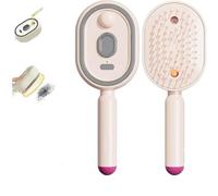 Electric Spray Air Cushion Massage Comb, Self-Cleaning Anti-Tangle Steam Hairbrush, Soft Round Teeth Scalp with Built-In Spray Function, Anti-Static for Smoothing Styling & Frizzy Hair (Pink)