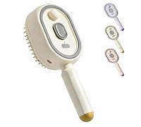 Electric Spray Air Cushion Massage Comb,Self-Cleaning Anti-Tangle Steam Massage Comb,Soft Round Teeth Massage Scalp with Built-In Water Spray,Anti-Static Volumizing Hairbrush for Frizzy Hair (Beige)
