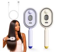 Electric Spray Air Cushion Massage Comb, Upgraded Steam Hair Brush with Essential Oil Mist, Anti-Static Detangling Hair Straightener Tool for Women (Purple*Off-white)