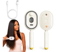 Electric Spray Air Cushion Massage Comb, Upgraded Steam Hair Brush with Essential Oil Mist, Anti-Static Detangling Hair Straightener Tool for Women (Off-white)