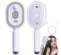 Electric Spray Air Cushion Massage Comb, Vibration Misting Detangling Comb, Red Light Air Cushion Massage Brush, Detangling Steam Brush with Oil Mist for Smoothing Curly Thick Straight Wavy (Purple)