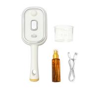 Electric Spray Hair Brush with Essence Cup, Rechargeable Detangling Tool with Mist Function, Static Control Smoothing Comb for All Hair Types, Portable Scalp Massager Beige B