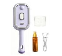 Electric Spray Hair Brush with Essence Cup, Rechargeable Detangling Tool with Mist Function, Static Control Smoothing Comb for All Hair Types, Portable Scalp Massager Purple B