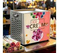 Electric Square Pan Fried Ice Cream Machine, Stir-Fried Roll Maker, 330W Rolled Ice Cream Machine for Dessert Shops