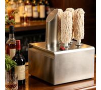 Electric Stainless Steel Wine Glass Polishing Machine, 360° All-Round Cleaning, 60°C Hot Air Drying, Removable Brushes for Bar Restaurant Kitchen Glassware