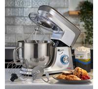 Cooks Professional Stand Mixer 1200W with 6 Speeds & Pulse Function, 7L Stainless Steel Mixing Bowl, Splash Guard, Whisk, Beater & Dough Hook | Electric Kitchen Mixer for Cakes, Bread, Baking | Silver