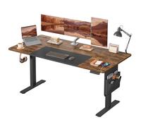 Electric Standing Desk, Height Adjustable Desk, 160.1 x 70.1 cm, 4 Memory Heights, Rustic Brown