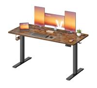 Electric standing desk with adjustable height and reminder, Rustic Brown / 140 x 60 cm