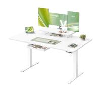 Electric standing desk with adjustable height with Monitor Stand, Cloud White / 70D x 140W x (72-120)H cm