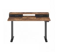 Electric Standing Desk with Built-In Power Strip, 60.1 x 120.1 x (72.1-120.1) cm, Adjustable Height, Monitor Stand, Rustic Brown