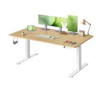 Electric standing desk with USB-C port and cable tray, Golden Oak / 160 x 80 x (72-120) cm