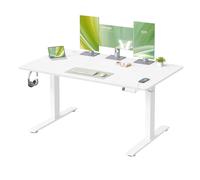 Electric standing desk with USB-C port and cable tray, Matte White / 140 x 80 x (72-120) cm