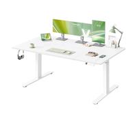 Electric standing desk with USB-C port and cable tray, Matte White / 160 x 80 x (72-120) cm