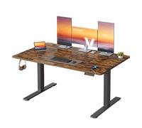 Electric standing desk with USB-C port and cable tray, Rustic Brown / 140 x 80 x (72-120) cm