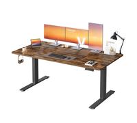 Electric standing desk with USB-C port and cable tray, Rustic Brown / 160 x 80 x (72-120) cm