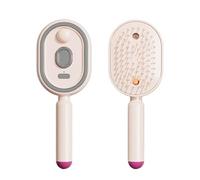 Electric Steam Brush with Spray, Type-C Rechargeable Hair Straightener, 3-in-1 Anti-Static Detangling Scalp Massage Comb, Oil Mist Anti-Frizz Styling Tool for All Hair Types (Pink)