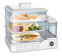 Electric Steamer 3-Tier with Separate Water Tank, 24L Capacity, 800W Power, 24-Hour Delay Start, Instant Steam, Auto Shut-Off for Healthy Cooking