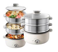 Electric Steamer Cooker with Timer for Fast Multi-Cooking, Ideal for Breakfast, Eggs, and Hot Pot Preparation