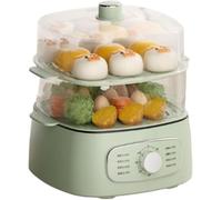 Electric Steamer Cooking One Pot 2 Tier Electric Steamer Small Steamer Household 60 Minutes Spin Control Timing For Veg Meat Fish Rice, 13L(Green)