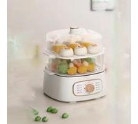 Electric Steamer Cooking One Pot 2 Tier Electric Steamer Small Steamer Household 60 Minutes Spin Control Timing For Veg Meat Fish Rice, 13L(White)