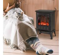 Electric Stove Heater LED Flame Effect 1000W/2000W HOMCOM Black One Size