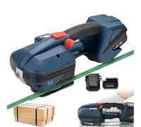 Electric Strapping Machine, with 4000mha Battery, LCD Screen, Speed: 100-200mm/s, For Width: 11-16mm / Thickness: 0.4-1.2mm, PET/PP Straps, Paper, Light Industry,2 Battery