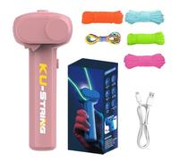 Electric String Rope Launcher Toy with 5 Fluorescent Ropes Fidget String Launcher Toys for Kids, Cool Lasso Loop Stuff for Boys, Cool String Launcher Toy, Glow In the Dark Rope Toy (Pink)