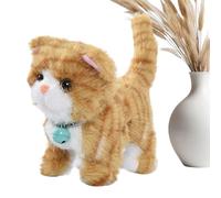 Electric Stuffed Walking Cat Plush Toy Interactive Meowing Plush With Movement & Sounds, 7" Walking P-lush Kitty Toy Versatile For Child's Gift Simulation Electronic Pet Toys