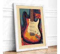 Electric Sun Retro Framed Wall Art Print A1 White | Ready to Hang, Premium Gi Paper, Fade-Resistant Inks, Securely Packaged, UK Made