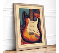 Electric Sun Retro Framed Wall Art Print A4 Oak | Ready to Hang, Premium Gi Paper, Fade-Resistant Inks, Securely Packaged, UK Made